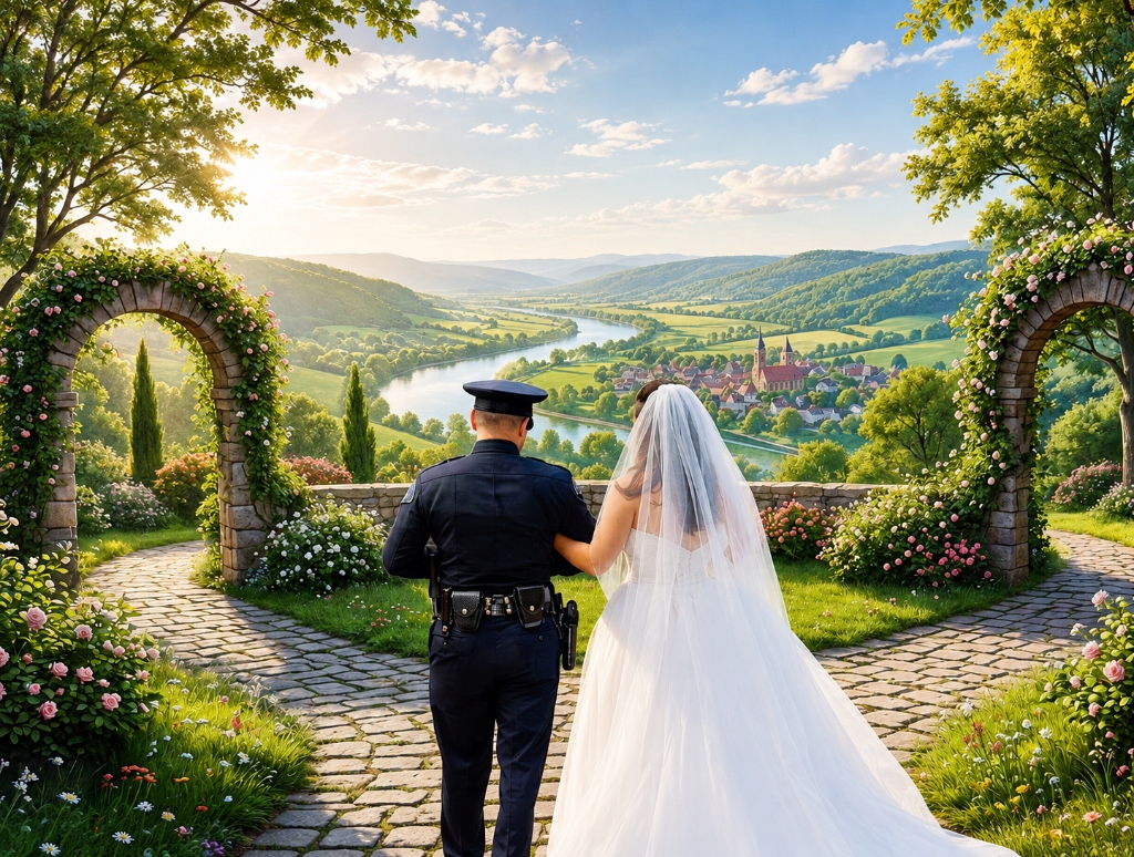 AI artistic rendering of Carlos and Linda Martinez on their wedding day in 2008